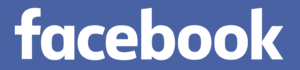 Facebook logo, blue background with white letters