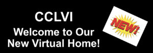 CCLVI Welcome graphic. CCLVI.INFO Welcome to or new virtual home. Black background, white letters and starburst which says new in red letters.
