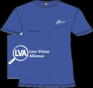 Muted royal blue t-shirt with the new LVA logo in white over the front breast pocket area.